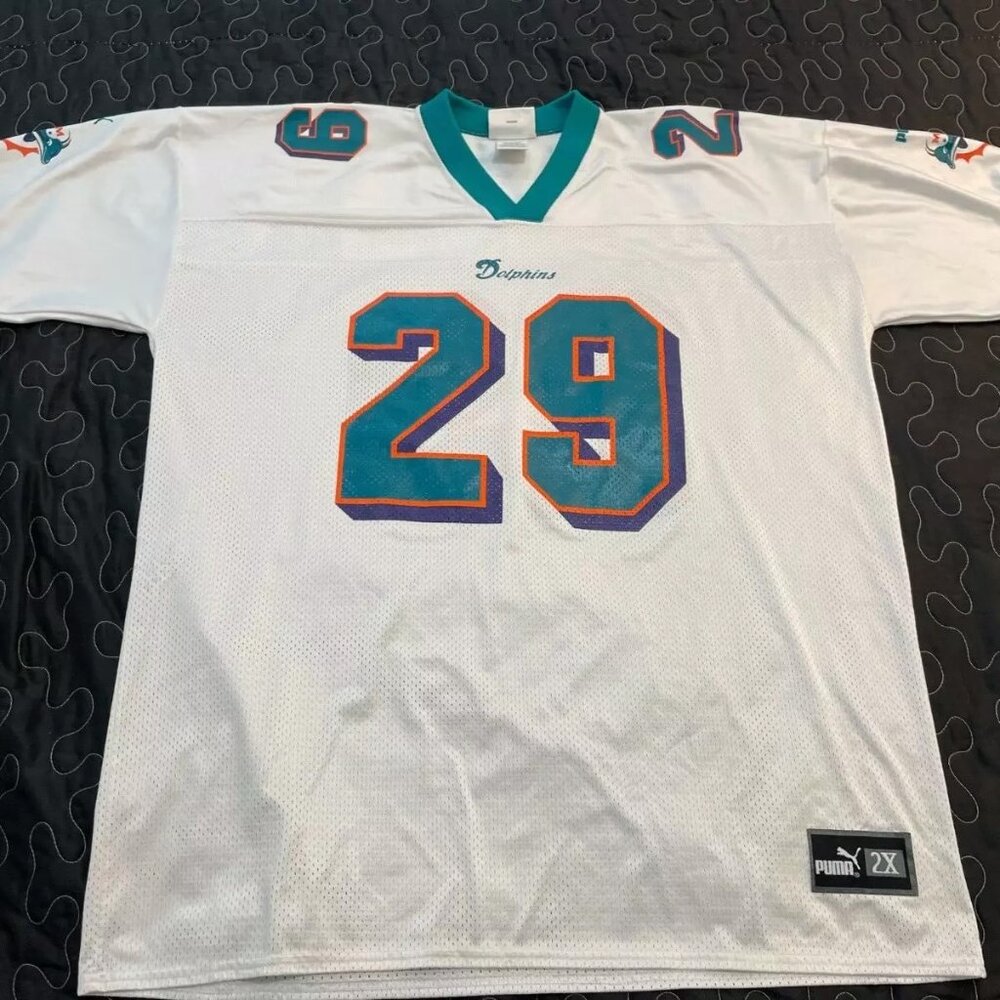 Vintage White Miami Dolphins Jersey #29 Sam Madison 2XL Puma NFL